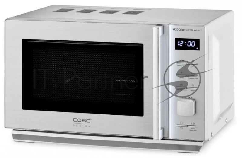 Микроволновая печь CASO M 20 Cube Ceramic серебристый, 20 л, 800 Вт, переключатели - кнопки, поворотный механизм