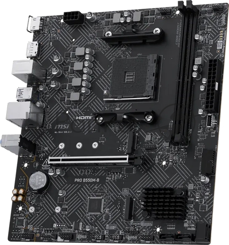 Материнская плата MSI PRO B550M-B Soc-AM4 AMD B550 2xDDR4 mATX AC`97 8ch(7.1) GbLAN RAID+HDMI+DP