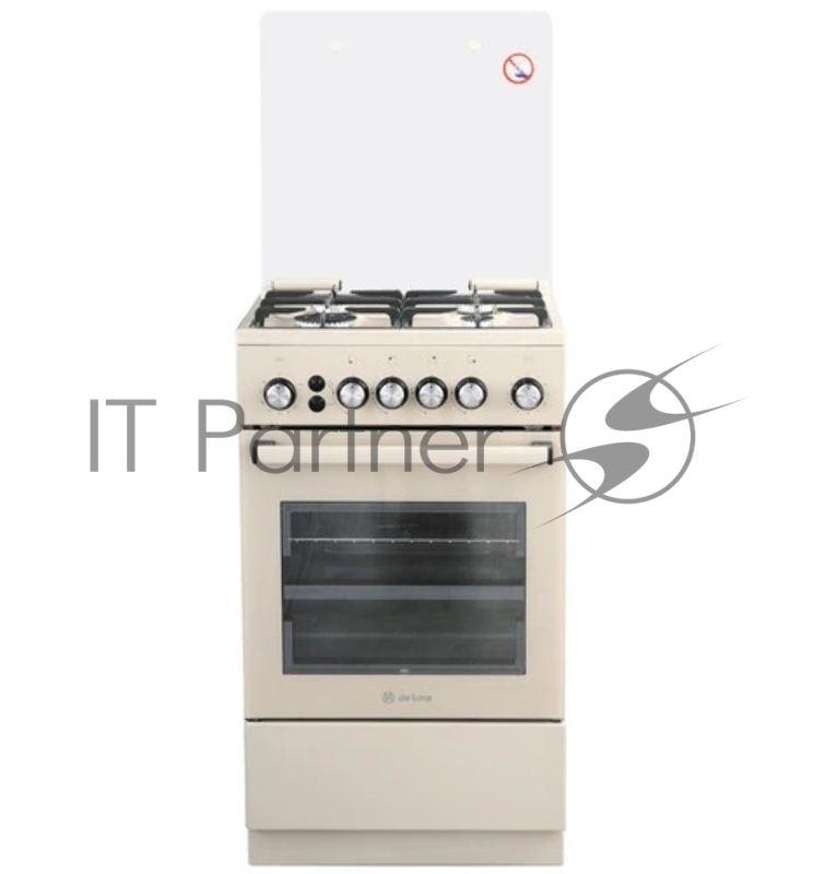 Плита Газовая De Luxe 5040.40г (кр) ЧР-016 бежевый (стеклянная крышка) реш.чугун