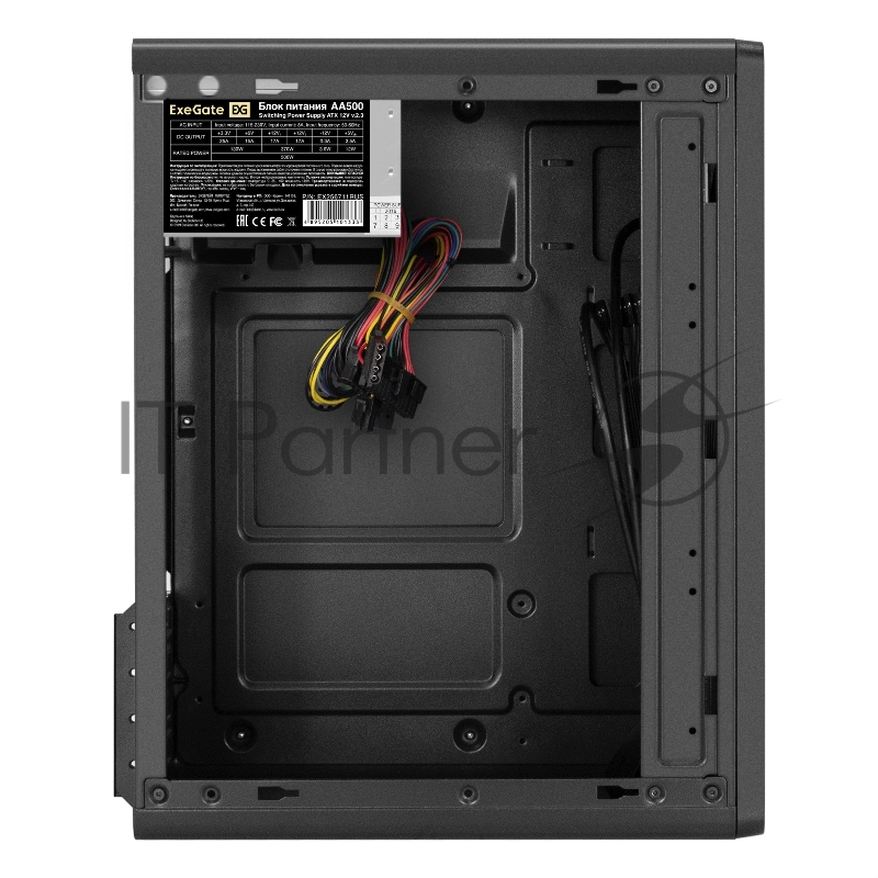 Корпус Minitower ExeGate BAA-503U2-AA500 (mATX, БП AA500 с вент. 8см, 1*USB+2*USB3.0, HD Audio, черный)