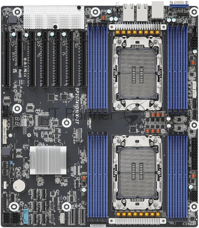 Материнская плата ASRock SP2C741D16X-2T, EEB, 2x LGA 4677 5th/4th Gen Intel Xeon Scalable, 16x DDR5 RDIMM, 6x PCIe5.0 x16, 1x PCIe5.0 x8, 2x MCIO (PCIE5.0 x8), 3x OcuLink (PCIE3.0 x4 or 4x SATA), 1x M.2 (PCIe3.0 x4 or SATA 6Gb/s), up to 13 SATA 6Gb/s