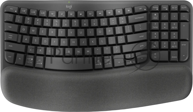 Клавиатура Logitech Wave Keys графитовый USB беспроводная BT/Radio slim Ergo LED (подставка для запястий) (920-012319)