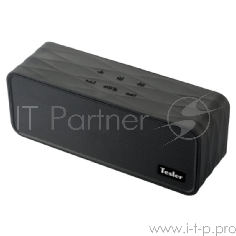 Портативная акустическая система TESLER PSS-555 Черный, Bluetooth, прорезиненный корпус, дисплей, Мо