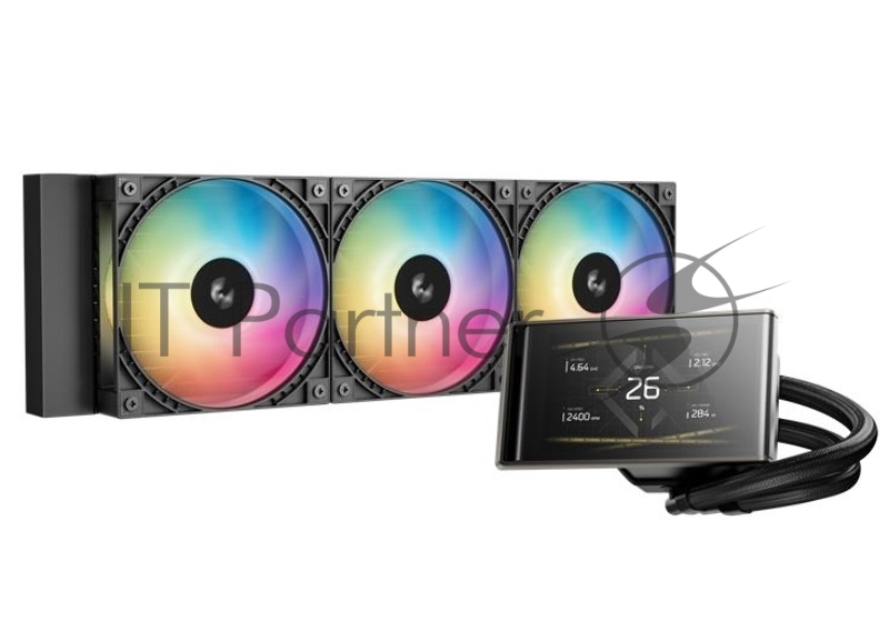 Система водяного охлаждения Deepcool LT360 Vision ARGB Soc-AM5/AM4/1200/1700/1851 черный 4-pin 33.66dB Al LCD 350W 1768gr Ret (R-LT360VISION-BKAMMC-G-1)