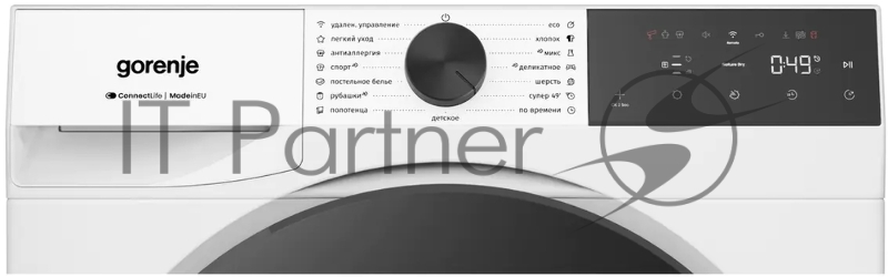 Сушильная машина Gorenje DG49D, отдельностоящая, ВхШхГ 850х600х625 мм, загрузка 9 кг, 15 программ, конденсационная сушка с тепловым насосом, поворотное/сенсорное управление, цифровой дисплей, Wi-Fi, датчик влажности белья, функция TwinAir, половинная