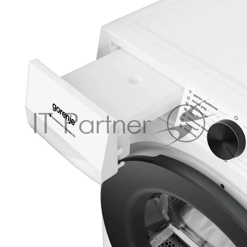 Сушильная машина Gorenje DG49D, отдельностоящая, ВхШхГ 850х600х625 мм, загрузка 9 кг, 15 программ, конденсационная сушка с тепловым насосом, поворотное/сенсорное управление, цифровой дисплей, Wi-Fi, датчик влажности белья, функция TwinAir, половинная