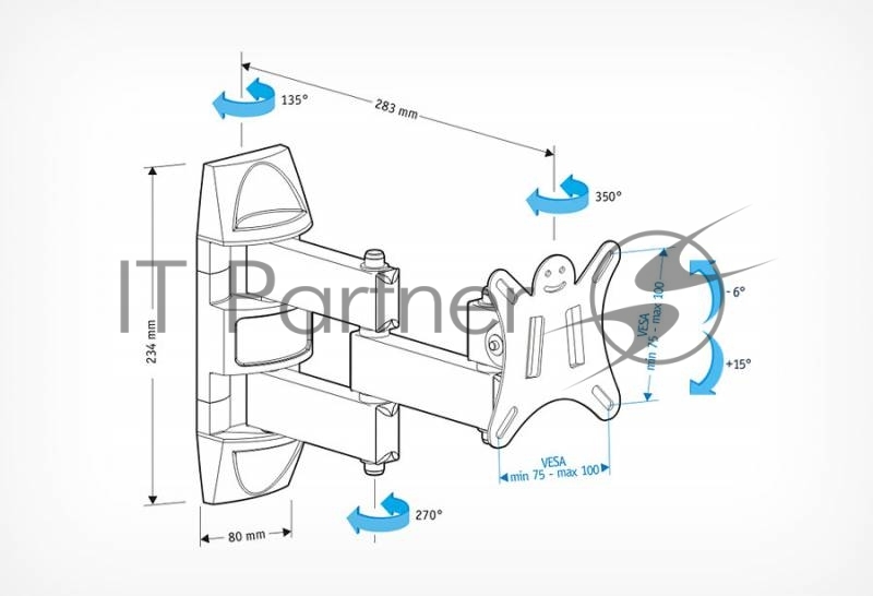 Кронштейн для телевизора Holder LCDS-5039 металлик 10-26 макс.25кг настенный поворот и наклон