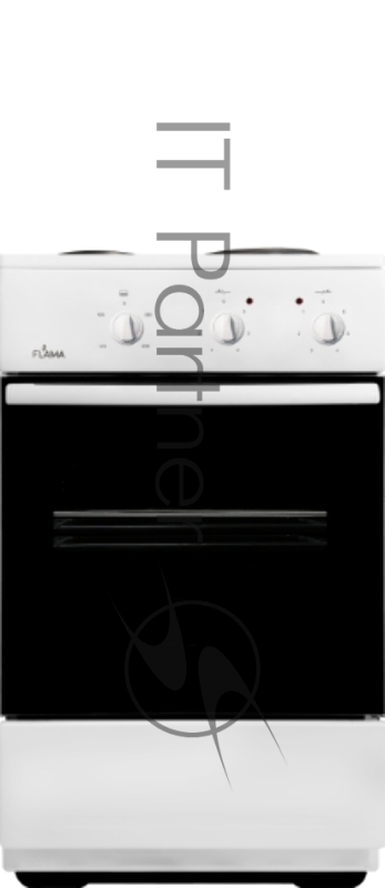 Плита электрическая Flama CE 3201 W белый, конфорок 2 шт, духовка 30 л, 50 см x 85 см x 36 см