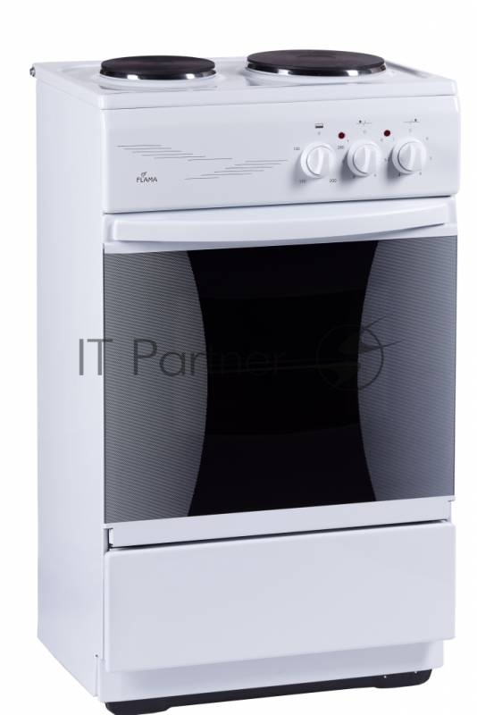 Плита электрическая Flama CE 3201 W белый, конфорок 2 шт, духовка 30 л, 50 см x 85 см x 36 см