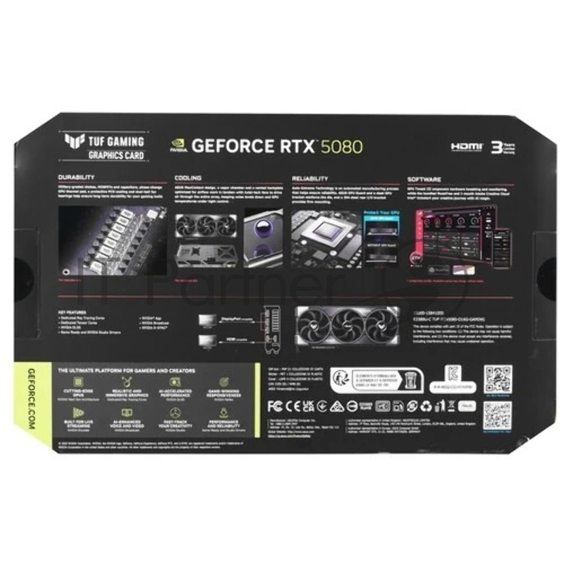 Видеокарта ASUS TUF-RTX 5080-O16G-GAMINGRTX 5080,HDMIx2,DPx3,16G,D7 90YV0M30-M0NA00 (TUF-RTX 5080-O16G-GAMING)