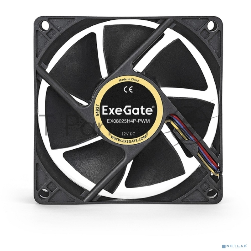 Вентилятор для корпуса ExeGate E08025H4P-PWM черный, 80 мм, 2300 об/мин, 23 дБ, 4 pin
