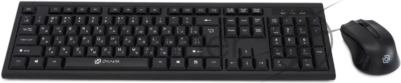 Комплект клавиатура+мышь Oklick 600M проводной, USB, 1200 DPI, чёрный