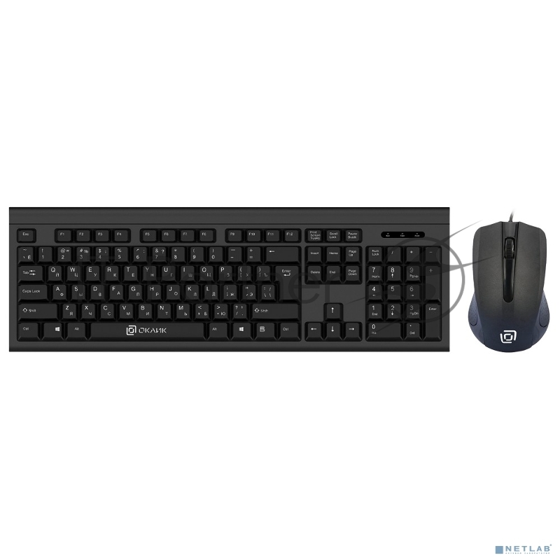Комплект клавиатура+мышь Oklick 600M проводной, USB, 1200 DPI, чёрный