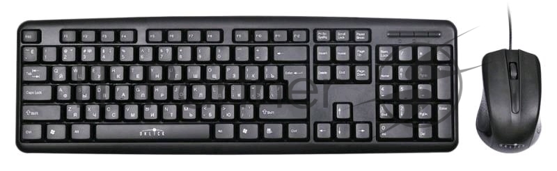 Комплект клавиатура+мышь Oklick 600M проводной, USB, 1200 DPI, чёрный