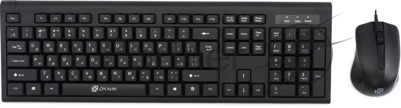 Комплект клавиатура+мышь Oklick 600M проводной, USB, 1200 DPI, чёрный