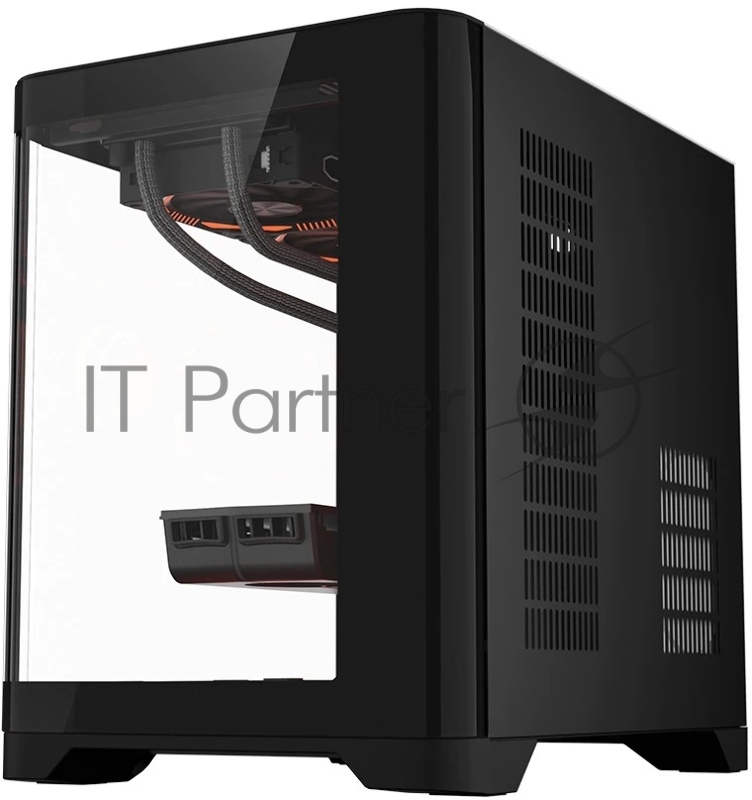 Корпус mATX 1STPLAYER UVIEW UV5 UV5-BK черный, без БП, окно из закаленного стекла, USB3.0, USB2.0, audio