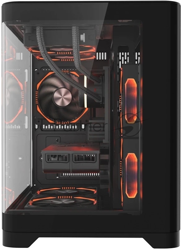 Корпус mATX 1STPLAYER UVIEW UV5 UV5-BK черный, без БП, окно из закаленного стекла, USB3.0, USB2.0, audio