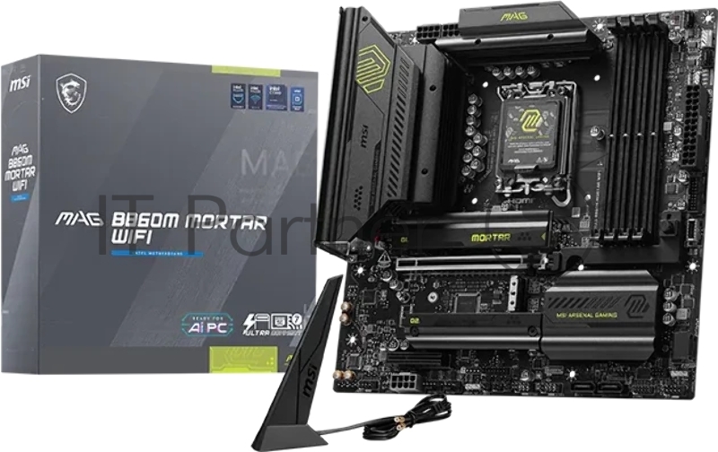 Материнская плата MSI MAG B860M MORTAR WIFI B860, LGA1851, 4*DDR5, 1*PCIEx16, 1*PCIEx4, 3*M.2, 2*TypeC, 3*USB3.2Gen2, 2*USB3.2 Gen1, 8*USB2.0, 4*SATA3.0, 5G, Type-C(DP), DP, HDMI, M-ATX, RTL
