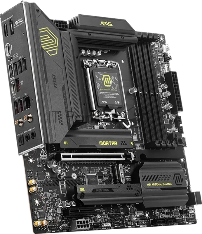 Материнская плата MSI MAG B860M MORTAR WIFI B860, LGA1851, 4*DDR5, 1*PCIEx16, 1*PCIEx4, 3*M.2, 2*TypeC, 3*USB3.2Gen2, 2*USB3.2 Gen1, 8*USB2.0, 4*SATA3.0, 5G, Type-C(DP), DP, HDMI, M-ATX, RTL