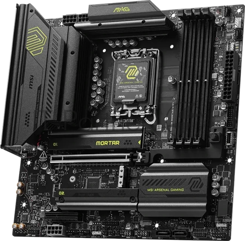 Материнская плата MSI MAG B860M MORTAR WIFI B860, LGA1851, 4*DDR5, 1*PCIEx16, 1*PCIEx4, 3*M.2, 2*TypeC, 3*USB3.2Gen2, 2*USB3.2 Gen1, 8*USB2.0, 4*SATA3.0, 5G, Type-C(DP), DP, HDMI, M-ATX, RTL