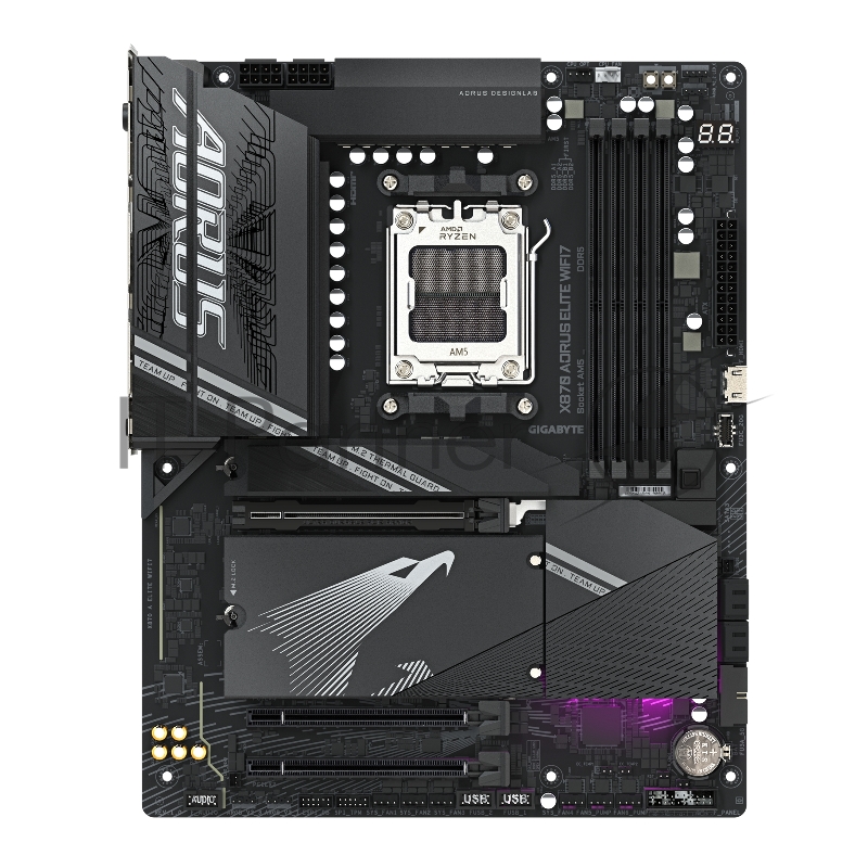Материнская плата Gigabyte X870 A ELITE WIFI7, AM5, AMD X870, 4xDDR5, 4xSATA, 4xM.2, 1xPCI-E 5.0 x16, 1xPCI-E 4.0 x4, 1xPCI-E 3.0 x2, 1xHDMI, 1x 2.5Gb LAN, 4xUSB-A 3.2 Gen 1, 2xUSB-A 3.2 Gen 2, 4xUSB-A 2.0, 2xUSB-C 4.0, 2x3.5 мм, 7.1, ATX