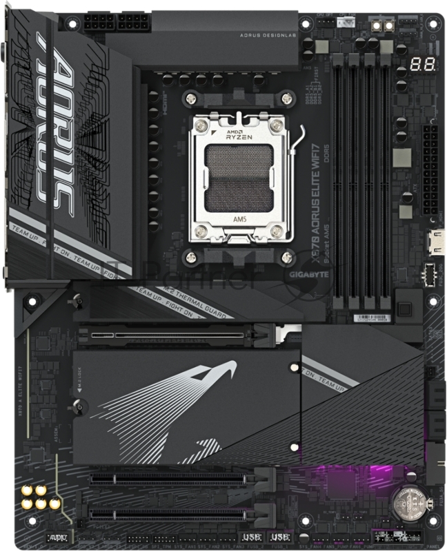 Материнская плата Gigabyte X870 A ELITE WIFI7, AM5, AMD X870, 4xDDR5, 4xSATA, 4xM.2, 1xPCI-E 5.0 x16, 1xPCI-E 4.0 x4, 1xPCI-E 3.0 x2, 1xHDMI, 1x 2.5Gb LAN, 4xUSB-A 3.2 Gen 1, 2xUSB-A 3.2 Gen 2, 4xUSB-A 2.0, 2xUSB-C 4.0, 2x3.5 мм, 7.1, ATX