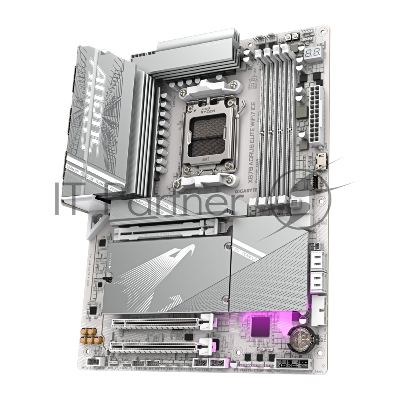 Материнская плата Gigabyte X870 A ELITE WIFI7 ICE, AM5, AMD X870, 4xDDR5, 4xSATA, 4xM.2, 1xPCI-E 5.0 x16, 1xPCI-E 4.0 x4, 1xPCI-E 3.0 x2, 1xHDMI, 1x 2.5Gb LAN, 2xUSB-C 4.0, 2xUSB 3.2 Gen 2, 4xUSB 3.2 Gen 1, 4xUSB 2.0, 2x3.5 мм, 7.1, ATX
