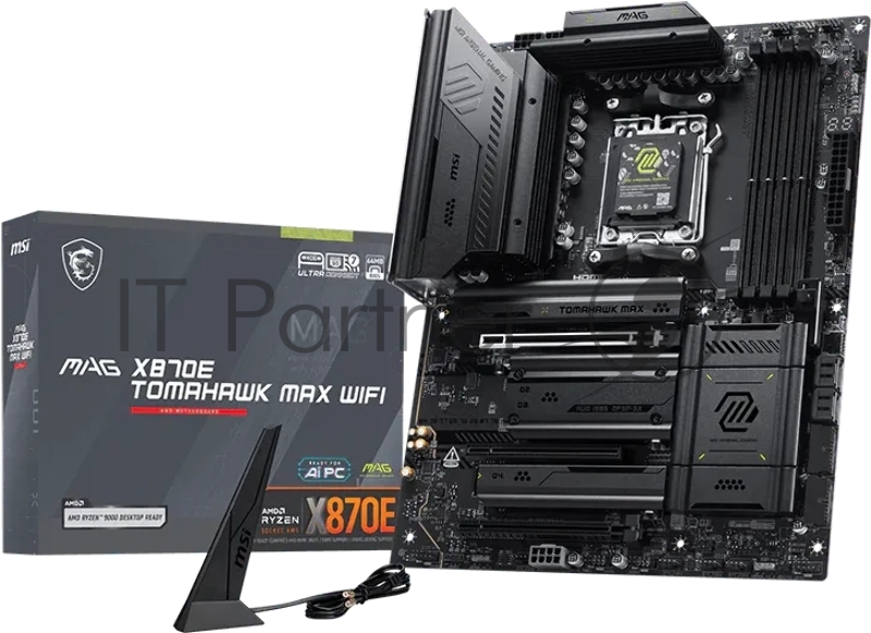 Материнская плата MSI MAG X870E TOMAHAWK MAX WIFI X870E, AM5, 4*DDR5, 3*PCIEx16, 4*M.2, 2*TypeC, 2*USB3.2Gen2, 7*USB3.2Gen1, 8*USB2.0, 4*SATA3.0, 5G, 2*Type-C(DP), HDMI, ATX, RTL