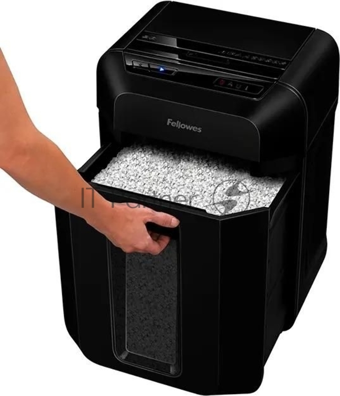 Шредер Fellowes AutoMax 90М черный с автоподачей (секр.P-4) фрагменты 90лист. 17лтр. скрепки скобы пл.карты
