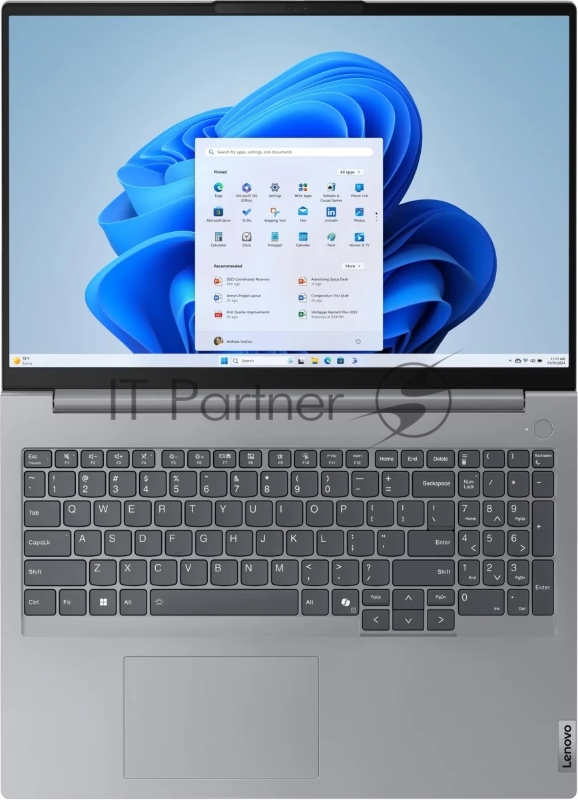 Ноутбук Lenovo ThinkBook 16 G7 ARP 16WUXGA IPS, AMD R5-7535HS, 16Gb, 512Gb SSD, FHD Cam+IR, RJ45, USB-C, FngrP, Bklt, 3