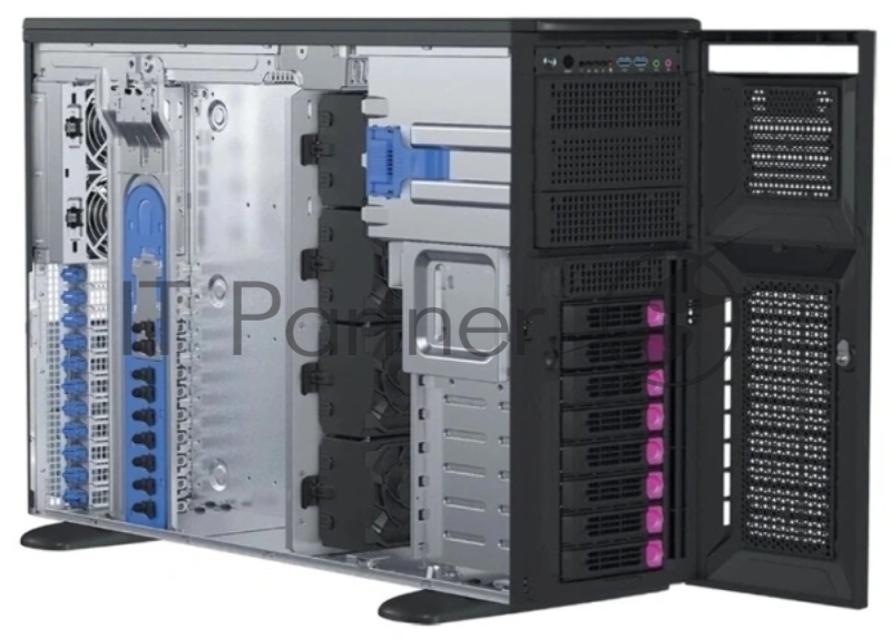 Серверный корпус 4U, ATX /E-ATX, Tower,8x3.5 hs+3x5.25 int + 1x3.5 SAS/SATA,12Gbps Backplane (for 3.5 HDD)including Rear Fan Module Kit*2, and converter cables for GPU AOC PWR 2200W CPRS(1+1)