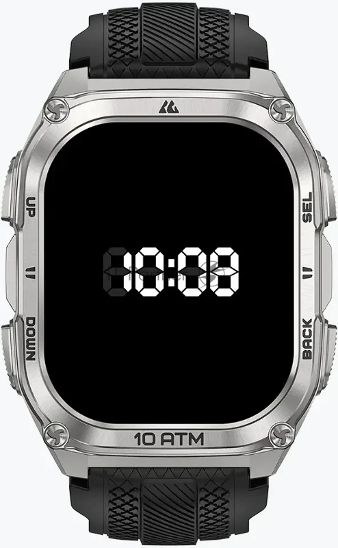 Умные часы KOSPET Tank M4, 1.96 AMOLED, Bluetooth 5.3, GPS, 10 ATM, IP69K, серебристый