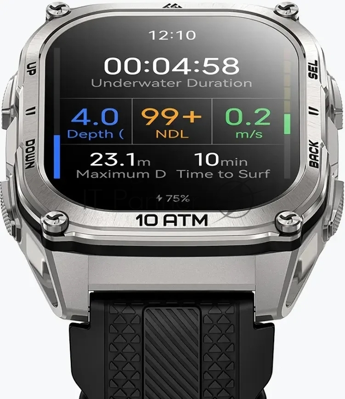 Умные часы KOSPET Tank M4, 1.96 AMOLED, Bluetooth 5.3, GPS, 10 ATM, IP69K, серебристый