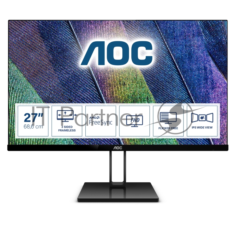 Монитор AOC 27 Value Line 27V2Q серебристый IPS LED 4ms 16:9 HDMI матовая 1000:1 250cd 178гр/178гр
