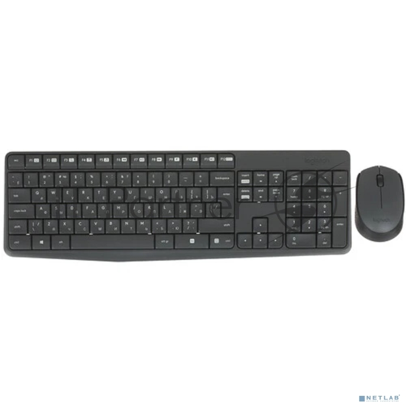 Комплект клавиатура+мышь Logitech MK235 беспроводной, USB, 1000 DPI, серый ( неоригинальная гравировка)