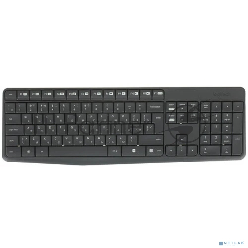 Комплект клавиатура+мышь Logitech MK235 беспроводной, USB, 1000 DPI, серый ( неоригинальная гравировка)