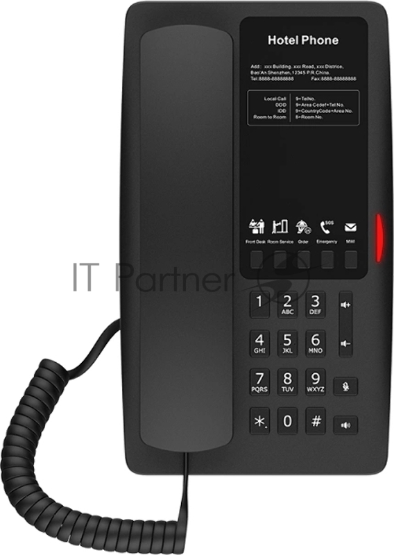 Гостиничный IP-телефон Fanvil H4W WIFI Hotel Phone 2 SIP Lines 1 USB Port for phone charging 5 Soft keys prograммable service hotline 2.4GHz&5GHz,Wi-Fi 6 PoE HD Voice PSU