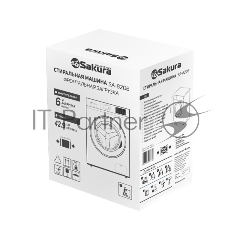 Стиральная машина SAKURA SA-8206W белый, загрузка фронтальная 6 кг, 1200 об/мин, класс A