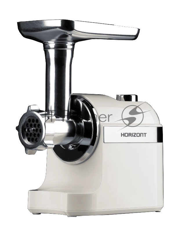 Мясорубка электрическая Horizont HMG02A-1800 белый, 1800 Вт, 1.6 кг/мин, реверс, защита от перегрузки, металлический лоток, насадки - 2