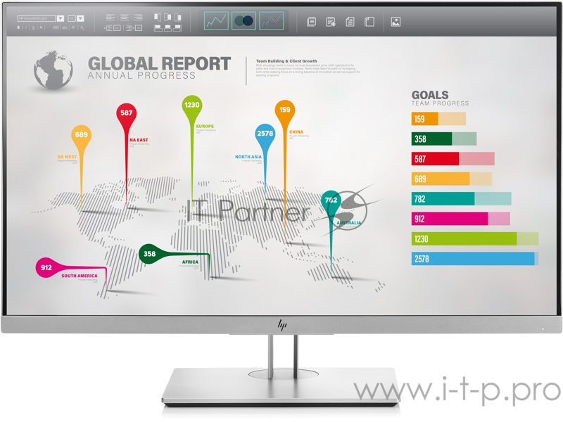 HP EliteDisplay E273q LED 27 Monitor 2560x1440, 16:9, IPS, 350 cd/m2, 1000:1, 5ms, 178°/178°, VGA,
