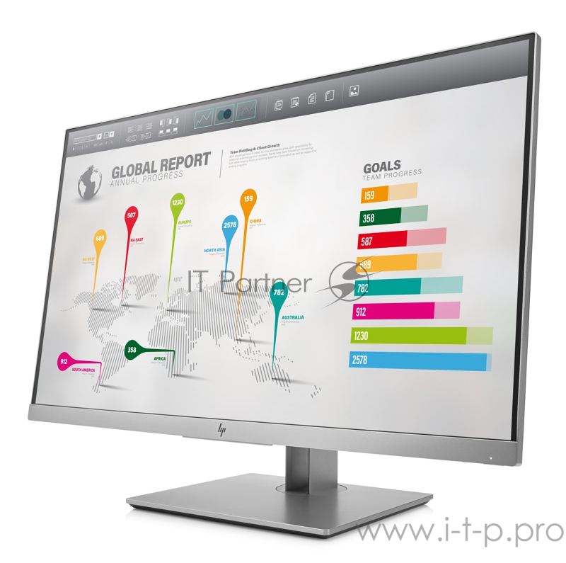 HP EliteDisplay E273q LED 27 Monitor 2560x1440, 16:9, IPS, 350 cd/m2, 1000:1, 5ms, 178°/178°, VGA,