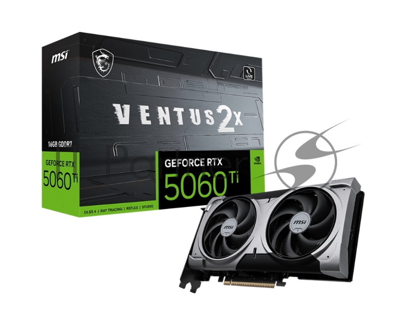Видеокарта MSI RTX 5060 TI 16G VENTUS 2X OC PLUS, NVIDIA RTX 5060 Ti, 16 ГБ GDDR7, 128 бит, PCI-e 5.0, 1xHDMI, 3xDP, 2602 МГц
