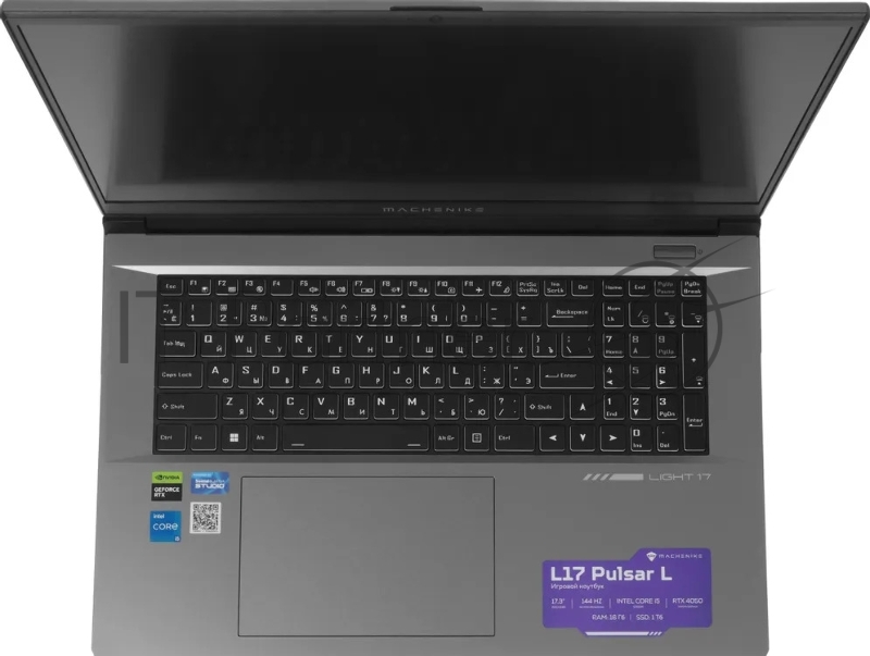 Ноутбук Machenike L17 Pulsar L Core i5 12450H 16Gb SSD1Tb NVIDIA GeForce RTX4050 6Gb 17.3 IPS FHD (1920x1080) FreeDOS grey WiFi BT Cam 2668mAh (JJ00GA00JRU)
