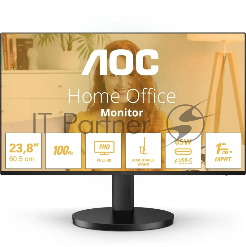 Монитор 27 AOC 27B3CF2 IPS 1920x1080, 100 Гц, 1 мс, 16:9, 250 кд/м2, 1xHDMI, USB-C, 1x3.5 мм, черный