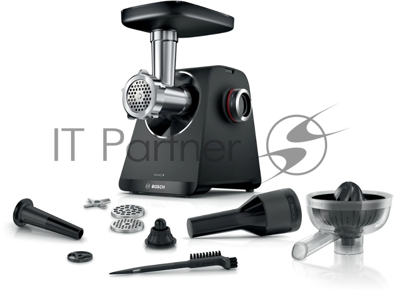 Мясорубка электрическая Bosch MFWS430B черный, 1900 Вт, 2.5 кг/мин, реверс, насадки - 6