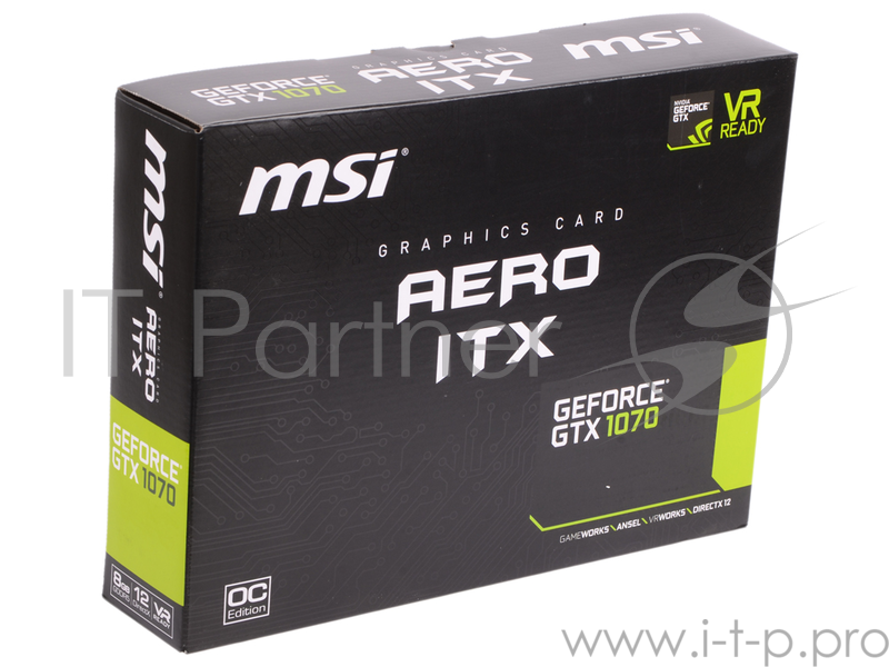 Видеокарта MSI GTX1070 AERO ITX OC 8Gb GDDR5 256bit DPx2, DVI-D, HDMIx2 (GTX 1070 AERO ITX 8G OC) RTL