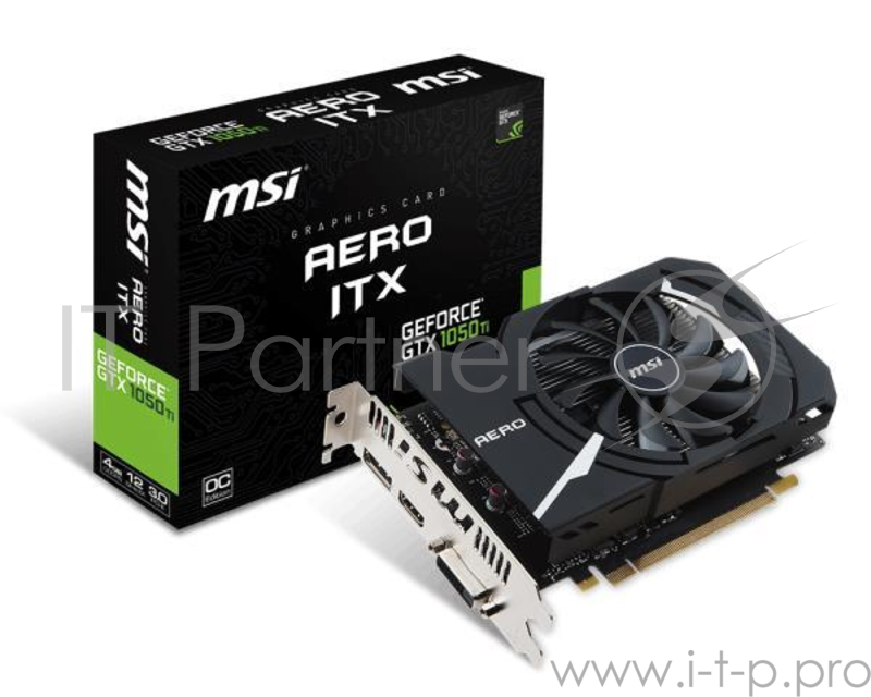 Видеокарта MSI GTX1050TI AERO ITX OC 4Gb GDDR5 128bit DP, DVI-D, HDMI (GTX 1050 TI AERO ITX 4G OCV1) RTL