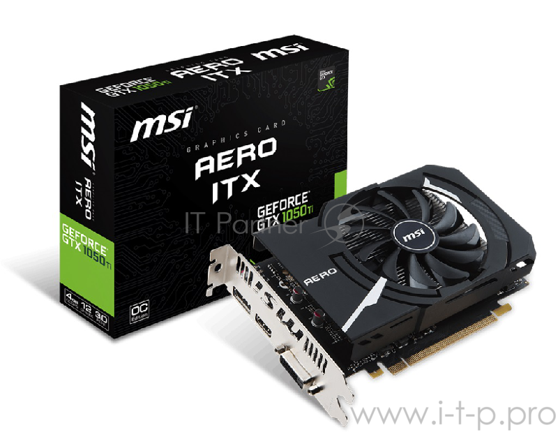 Видеокарта MSI GTX1050TI AERO ITX OC 4Gb GDDR5 128bit DP, DVI-D, HDMI (GTX 1050 TI AERO ITX 4G OCV1) RTL