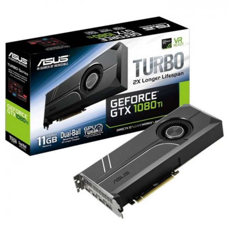 Видеокарта Asus GTX1080TI TURBO 11Gb GDDR5X 352bit DPx2, DVI-D, HDMIx2 (TURBO-GTX1080TI-11G) RTL