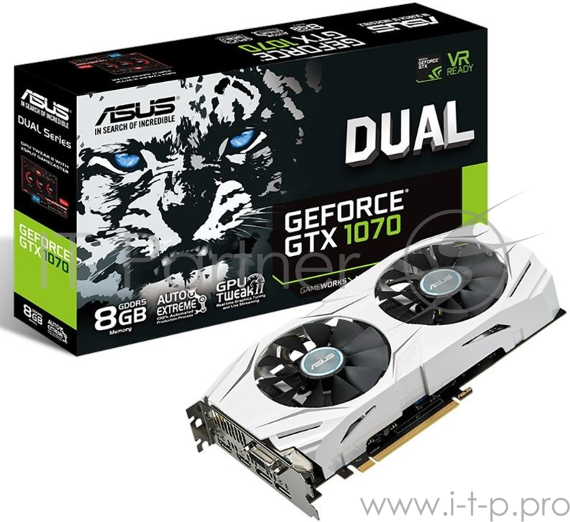 Видеокарта Asus GTX1070 DUAL 8Gb GDDR5 256bit DP, DVI-D, HDMx2 (DUAL-GTX1070-8G) RTL